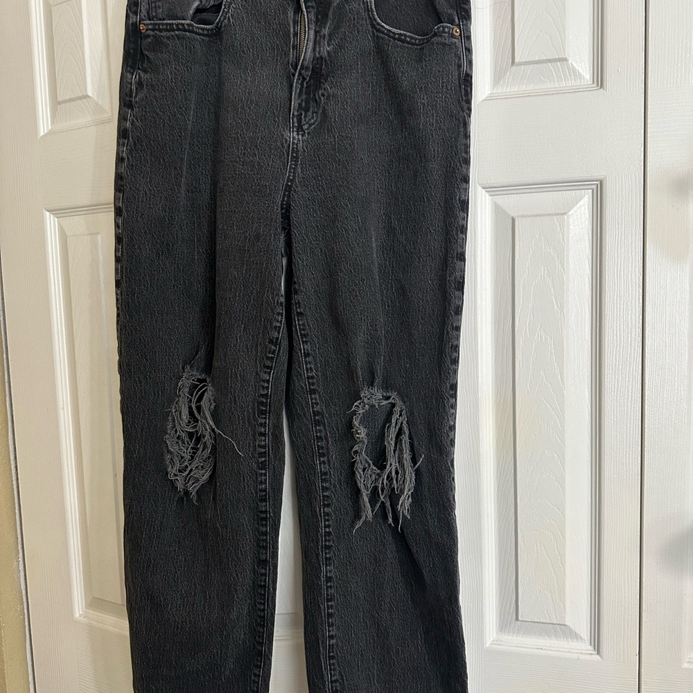 Wild Fable Black Straight Leg Jeans with Distressed Knees